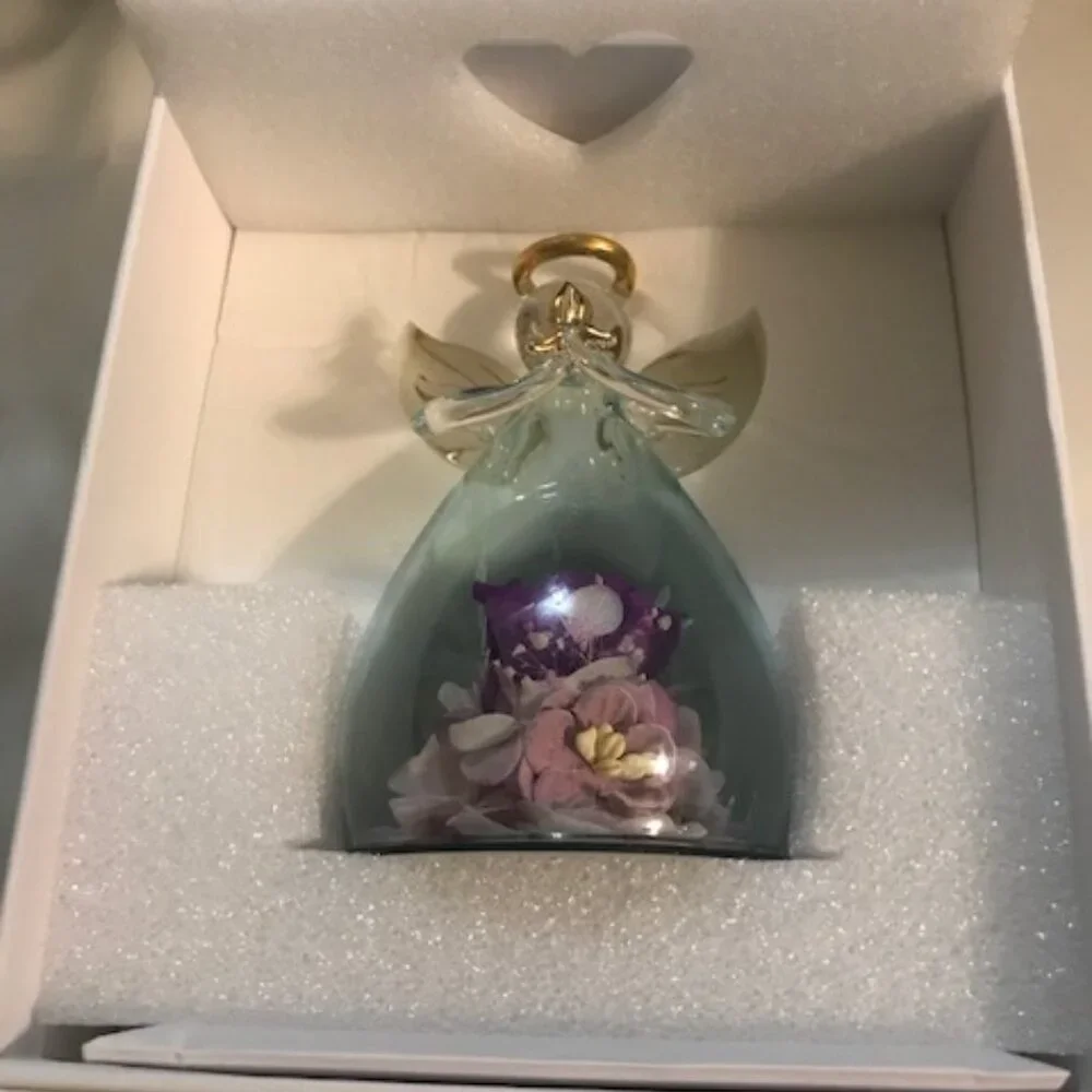 Beautiful Angel Purple Rose Figurine by ANLUNOB. The Only Eternal Rose.